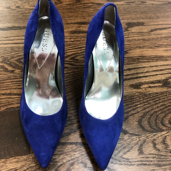 Guess Shoes - Blue sued heels. Very good condition